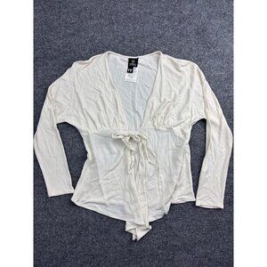 Versace Jeans Couture Cardigan Top Women's Small Ivory Long Sleeve Tie Front